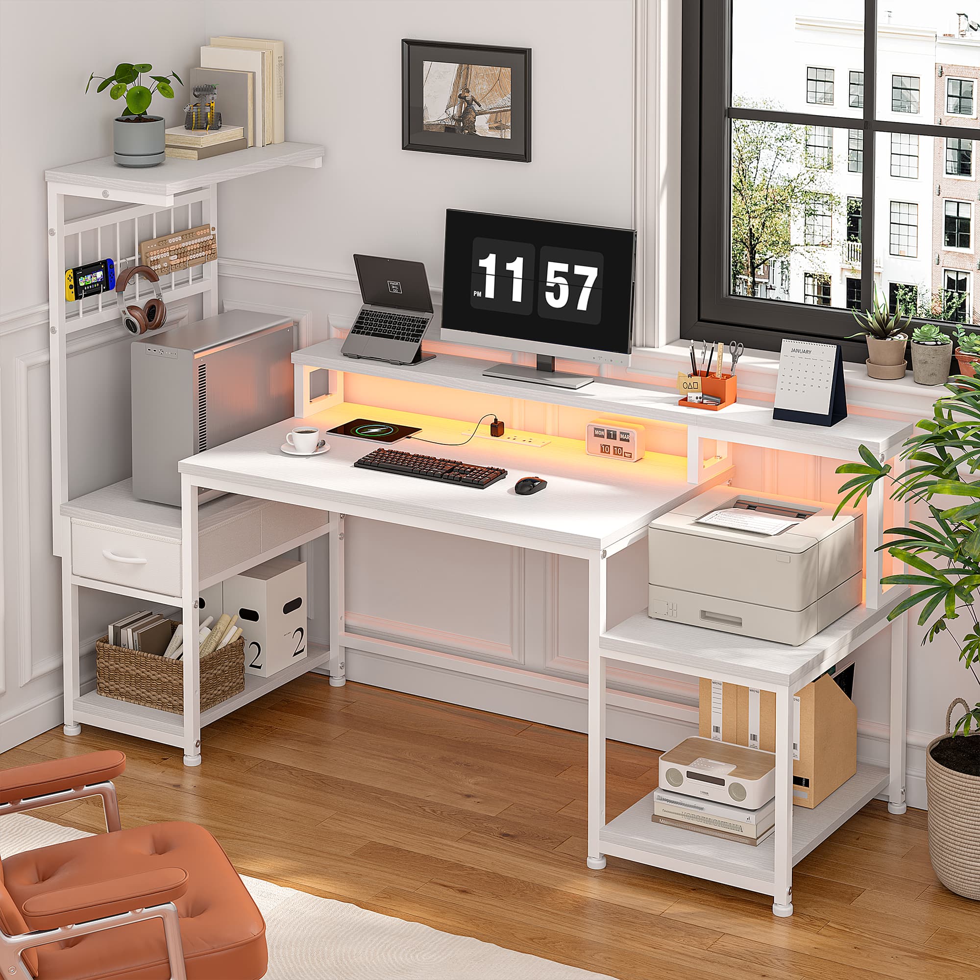 Office Furniture Outlet - EnHomee 55“ LED Gaming Computer Desk