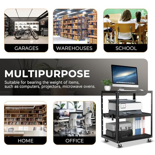 Office Furniture Outlet - Adjustable Height Rolling AV Cart With
