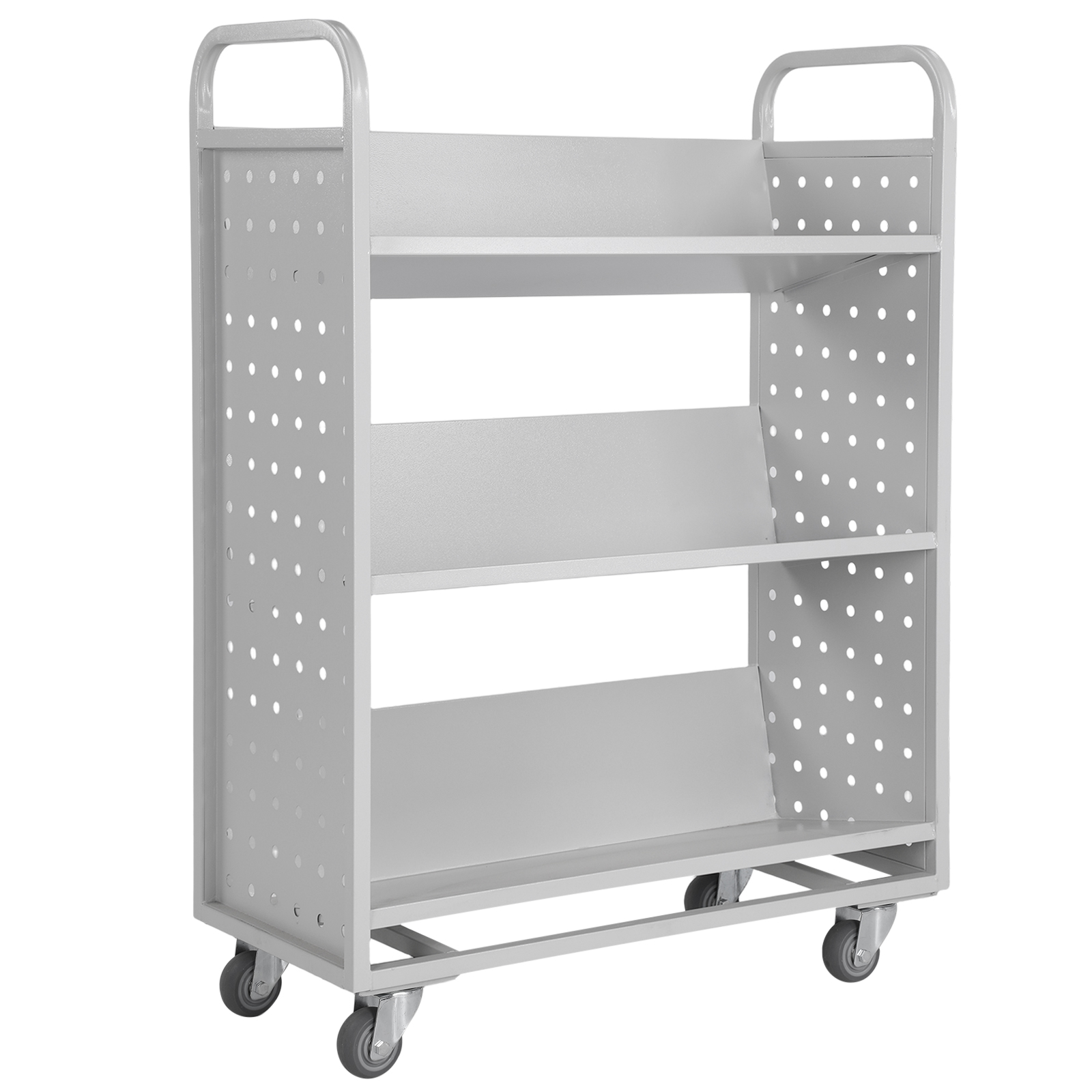 Book Cart Rolling - Archive Storage Cart Slanted Single Sided