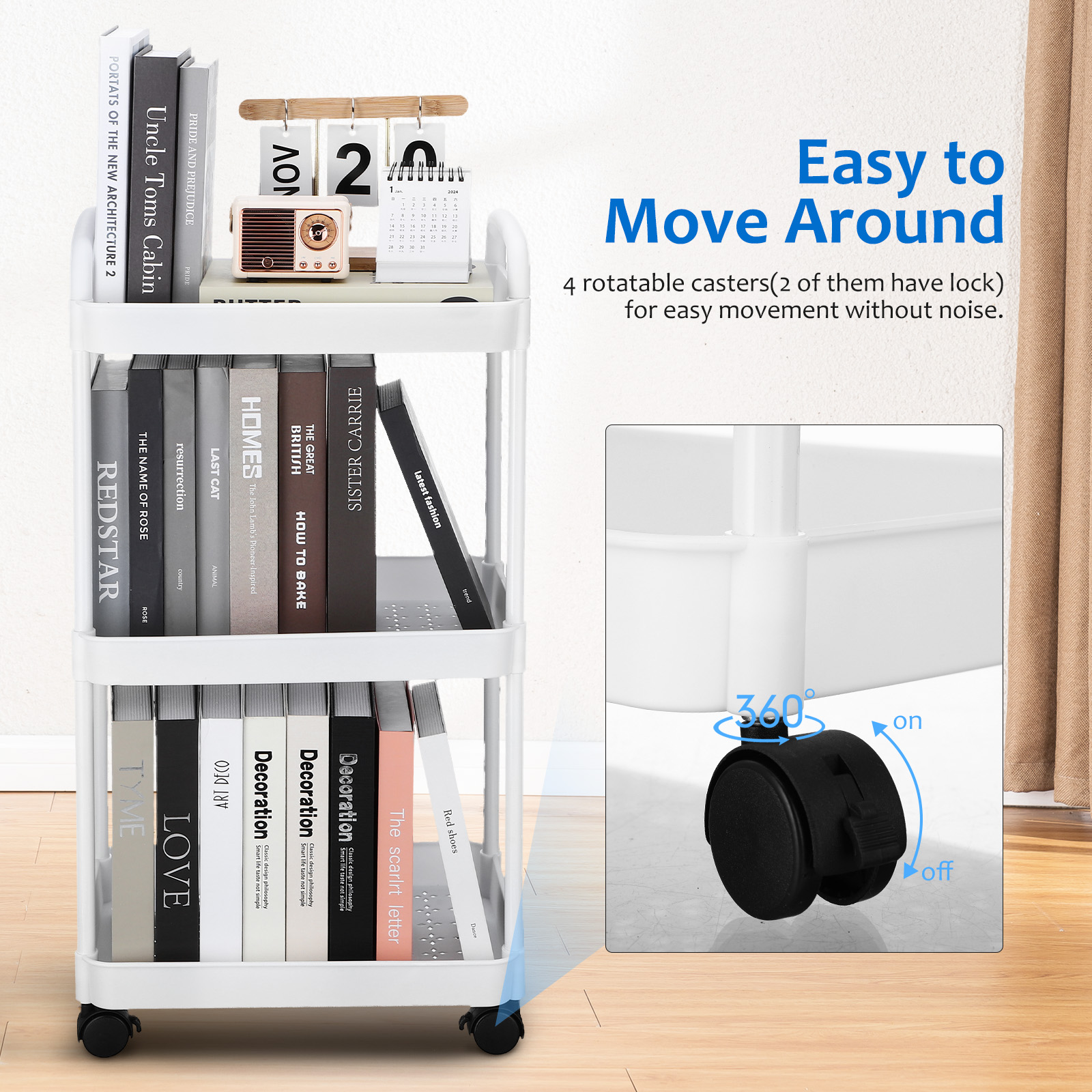 3 Tier Rolling Cart Storage Tr - Book Cart Rolling review and price