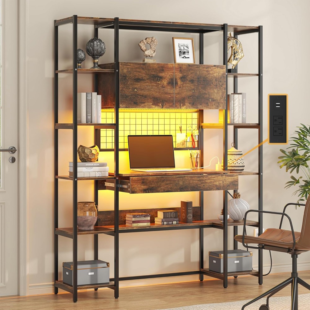 5 Tiers Rustic Bookshelf with  - Office Furniture Outlet review and price