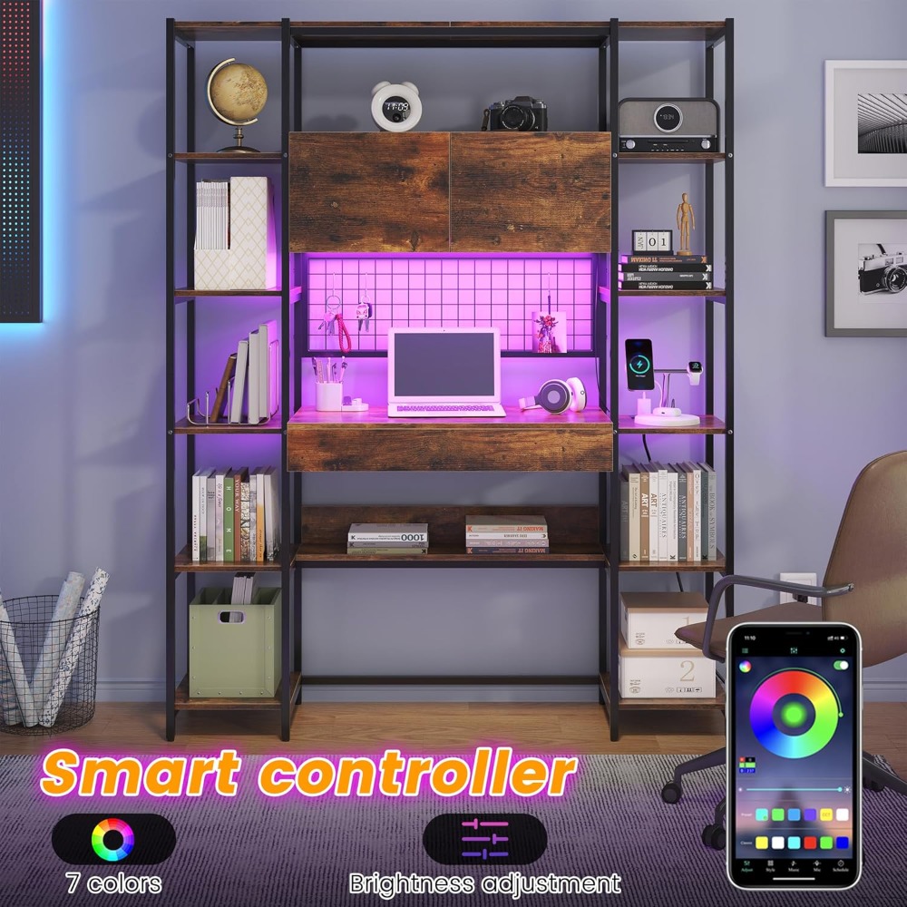 5 Tiers Rustic Bookshelf with  - Office Furniture Outlet review and price