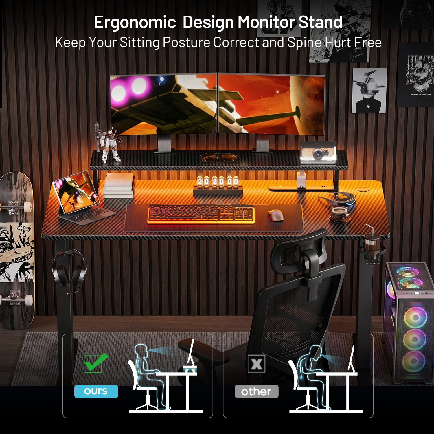 Gaming Desk with LED Lights &  - Office Furniture Outlet review and price