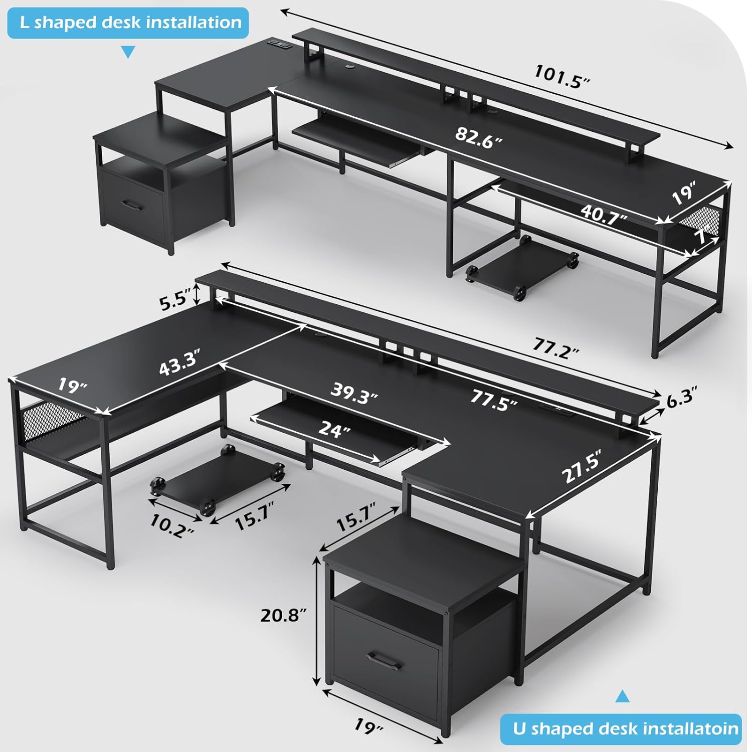 U Shaped Desk,101.5''Reversibl - Office Furniture Outlet review and price