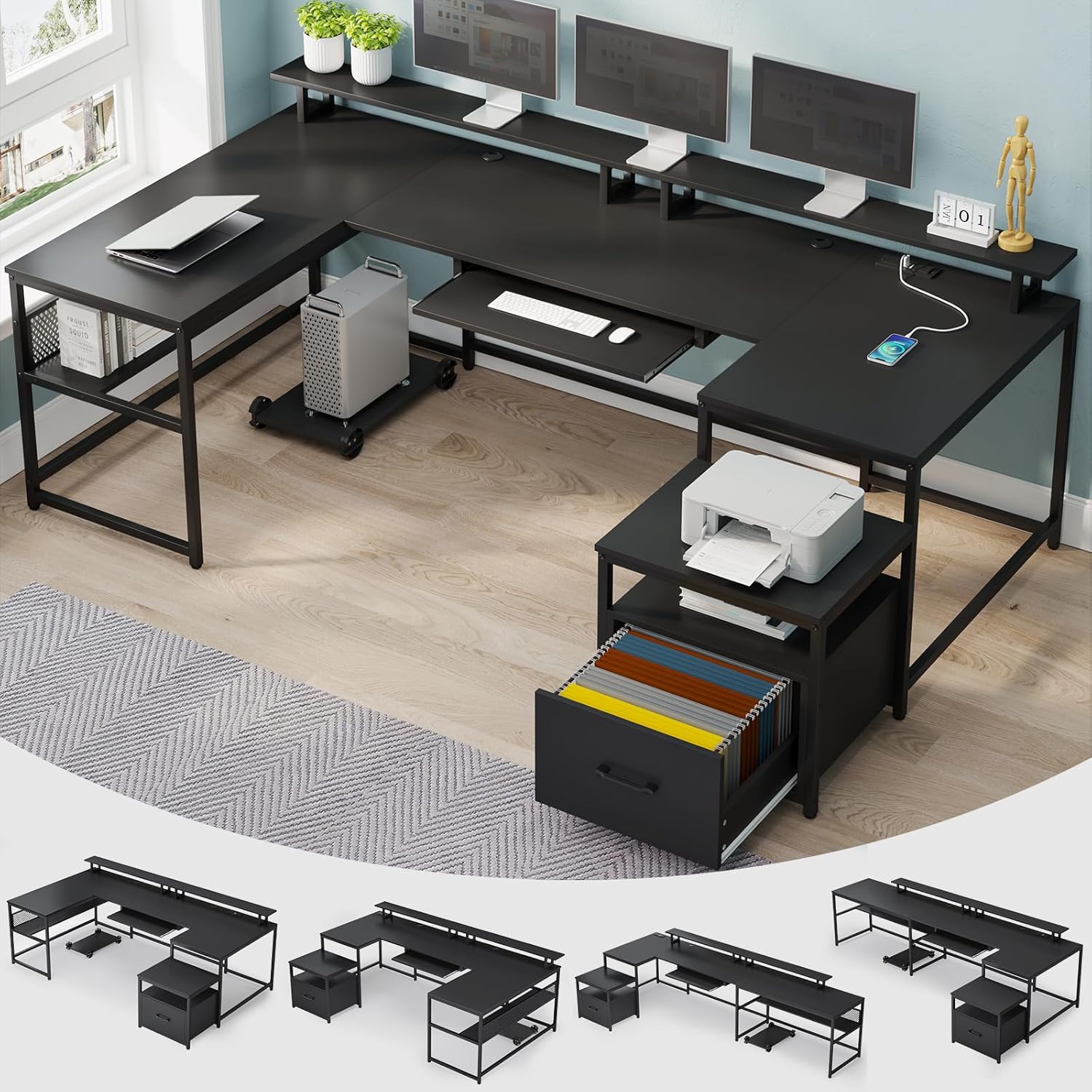 U Shaped Desk,101.5''Reversibl - Office Furniture Outlet review and price
