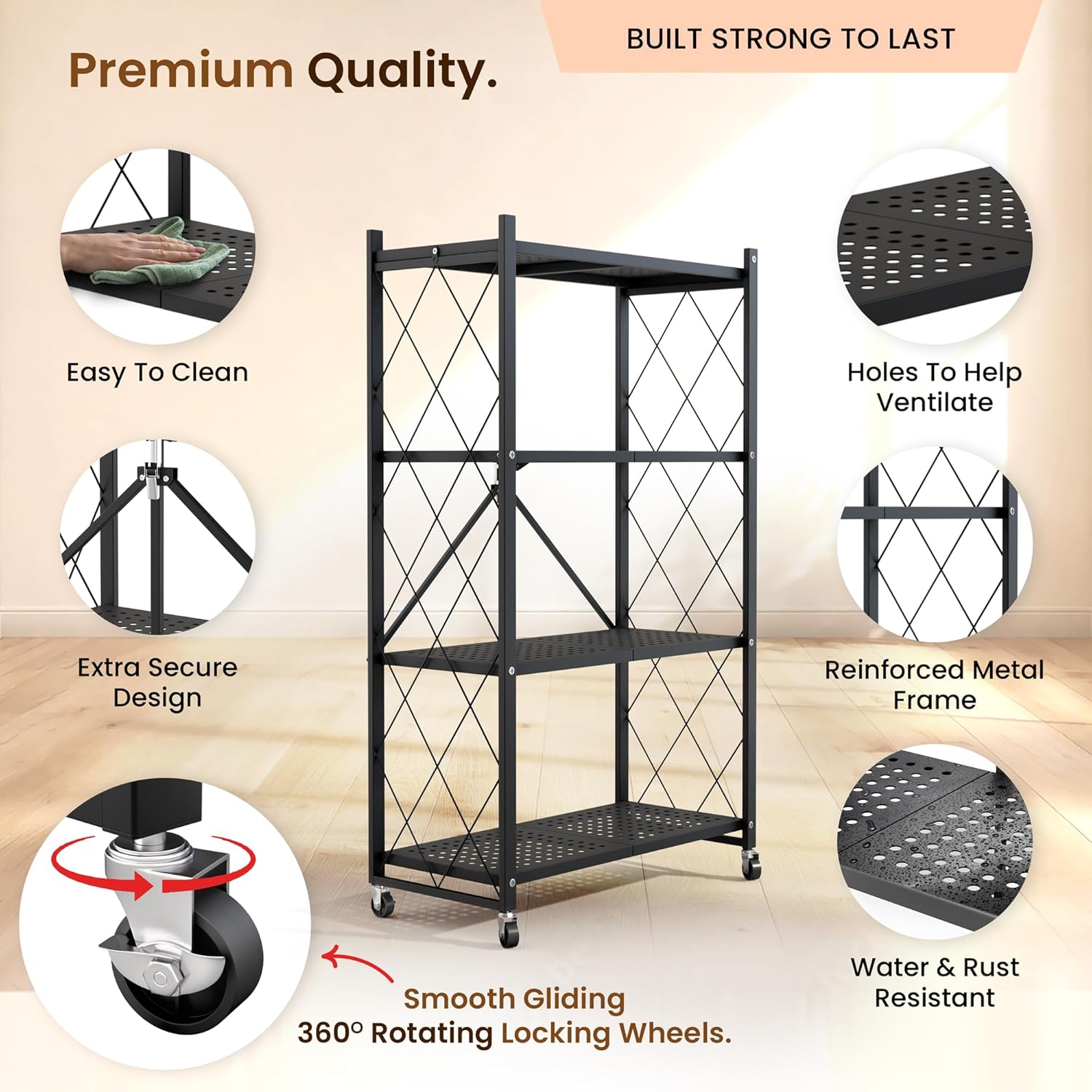4-Tier Foldable Storage Shelf  - Book Cart Rolling review and price