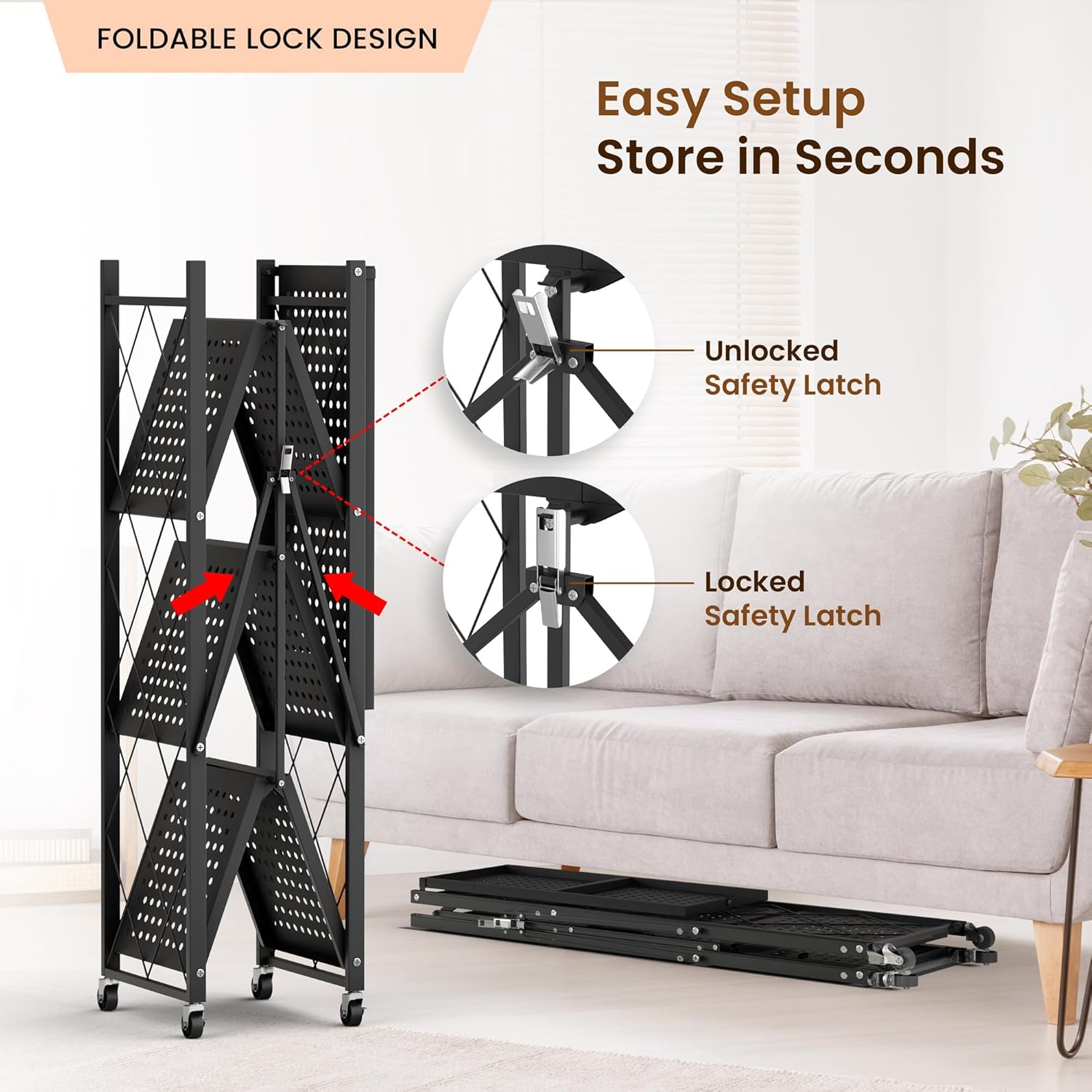 4-Tier Foldable Storage Shelf  - Book Cart Rolling review and price