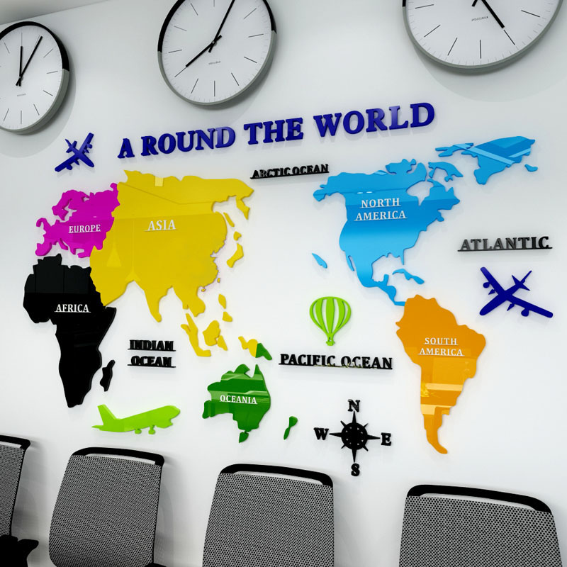 3D Color World Map Acrylic Wal - Office Furniture World review and price