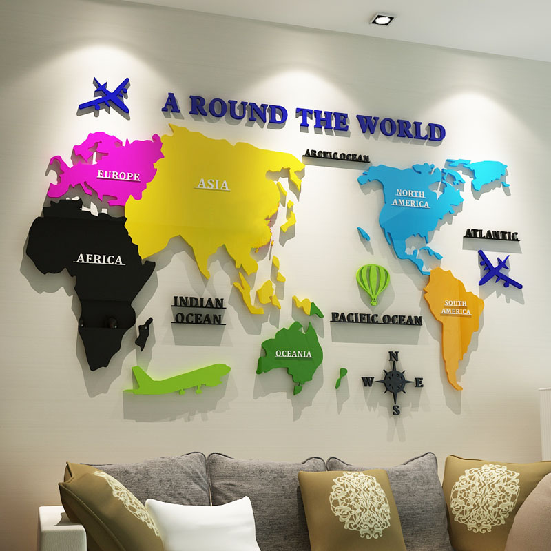3D Color World Map Acrylic Wal - Office Furniture World review and price