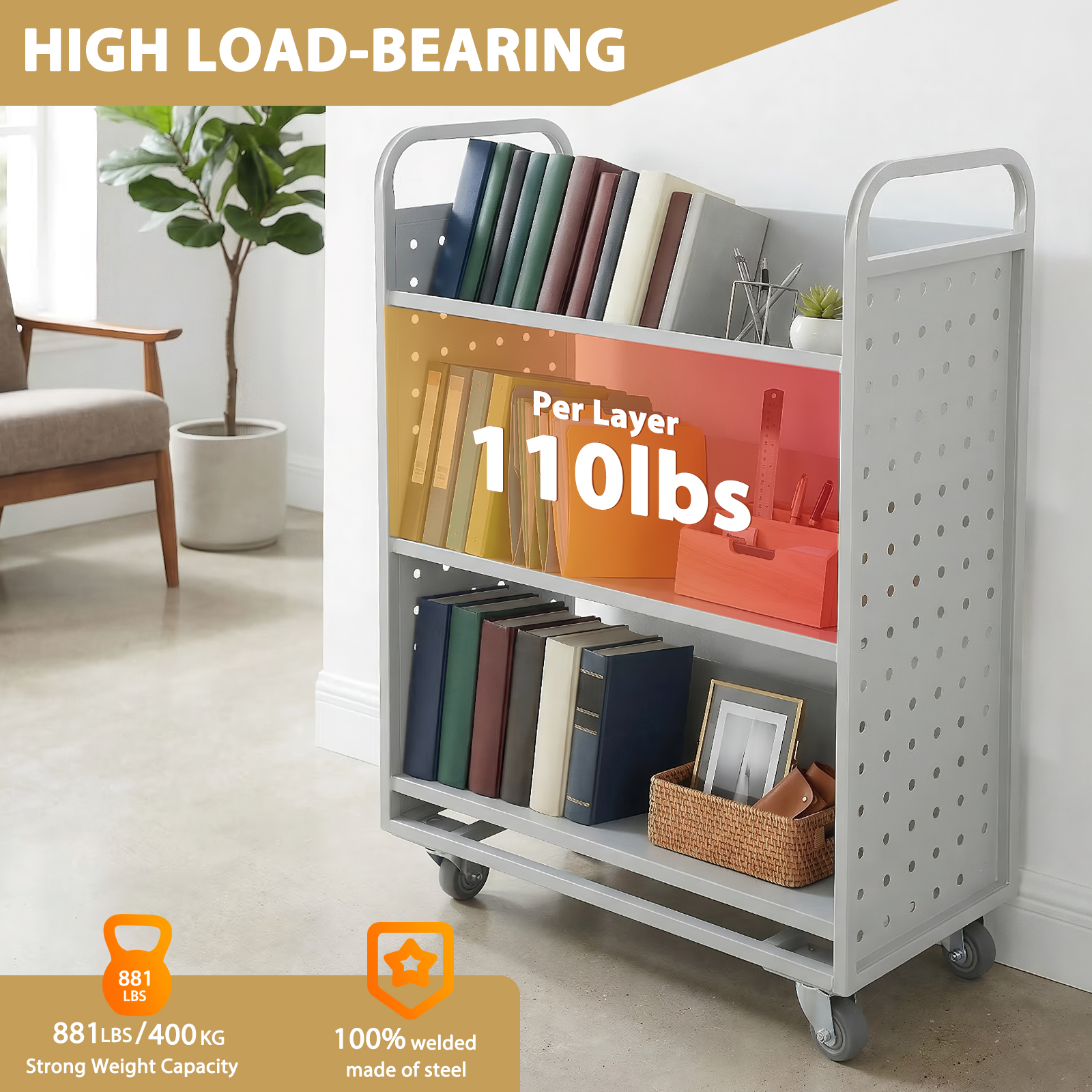 Archive Storage Cart Slanted S - Book Cart Rolling review and price